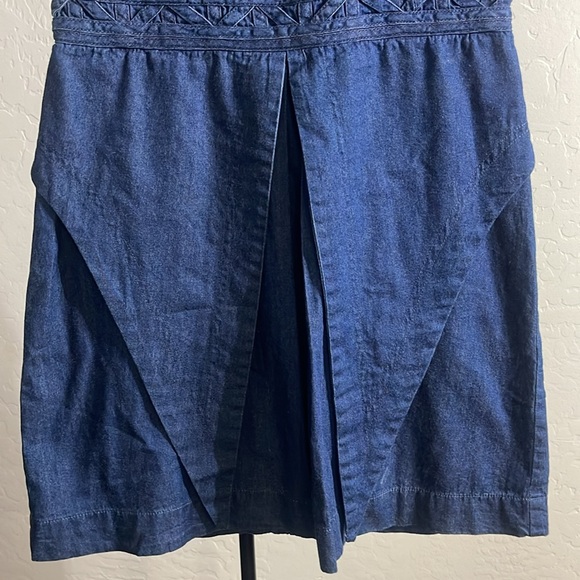 Free People New Romantics Soft Denim Highland Mini Dress  Cut Out Back Size 2 - Picture 6 of 16